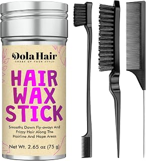Dolahair Hair Wax Stick with Slick Back Brush Kit - Tame Flyaways, Create Sleek Buns for Kids, Women & Men (4-Pack)