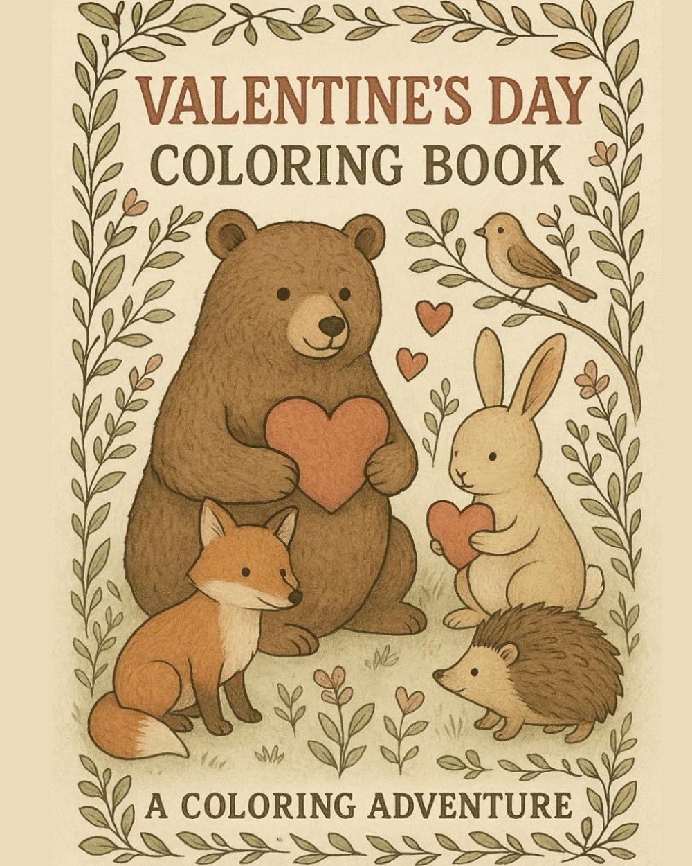 Valentine's Day Coloring Book: Cute Animals, Hearts, and Love-Themed Designs for Kids and Adults