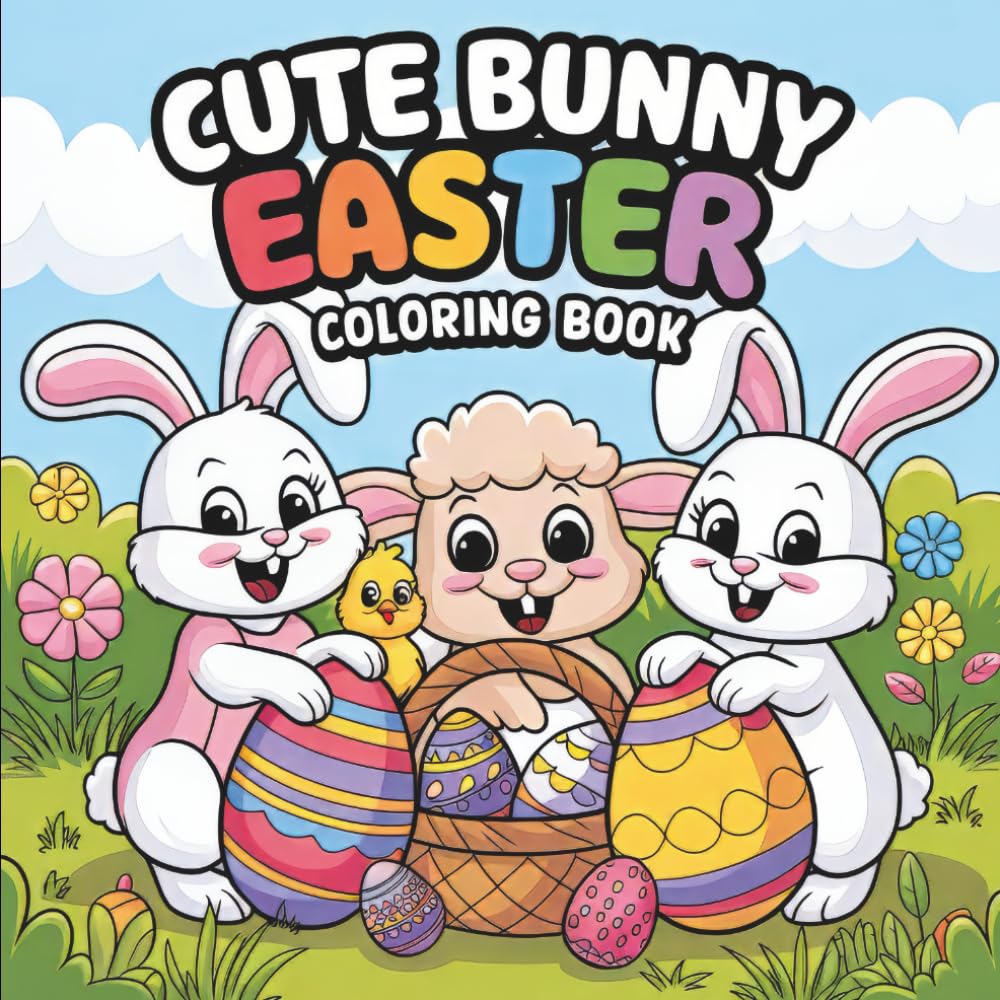 Cute Easter Bunny Coloring Book: 55 Big, Bold & Easy Easter Coloring Pages — Fun Bunnies, Chicks, Eggs & Spring Scenes for Kids (Bold & Easy Seasonal Coloring)