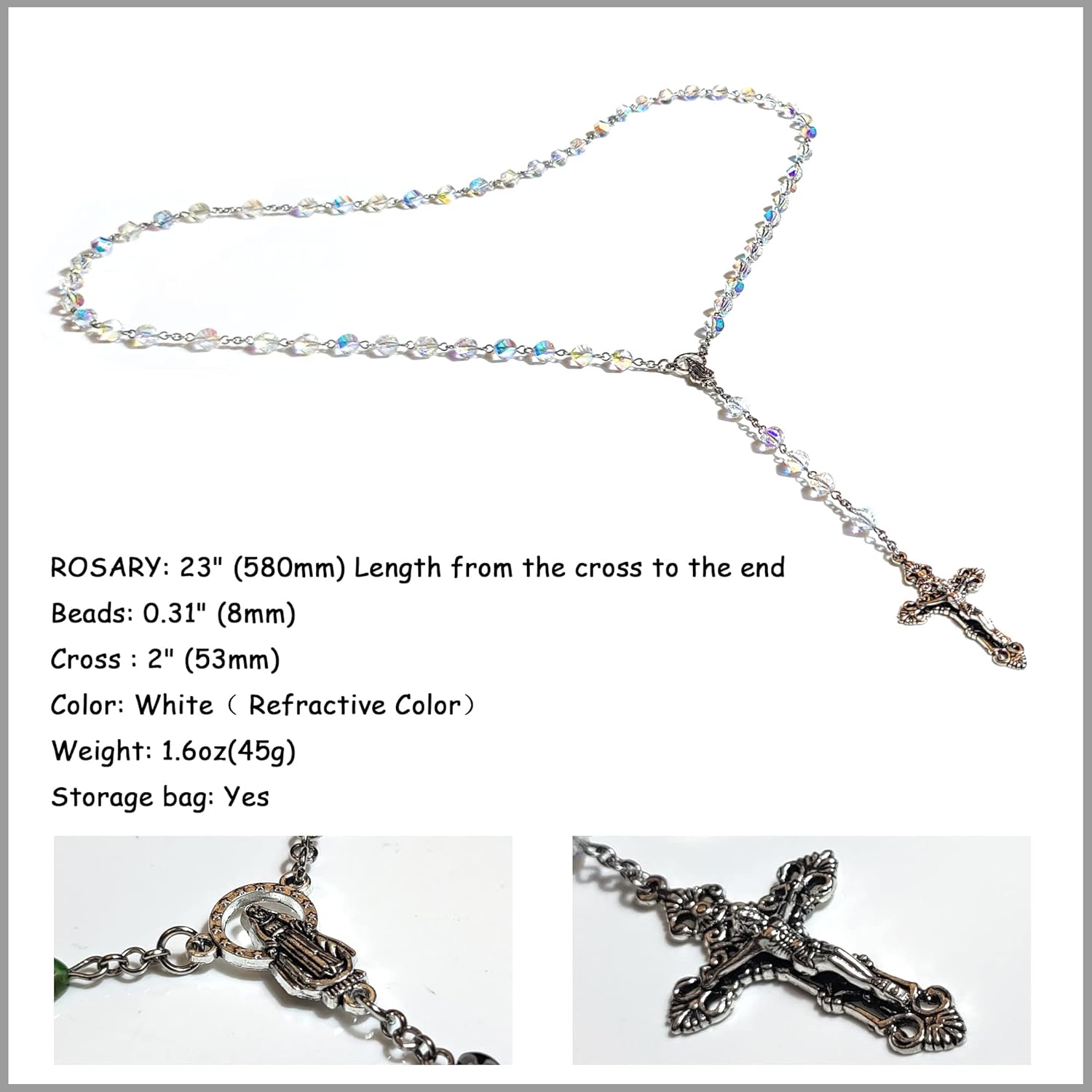 Rosary Beads Chaplet Rotary cutting Highly refractive Rhombus Artificial Crystal Glass Rosery Cross Catholic gifts - Image 4
