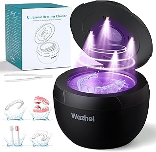 Ultrasonic Retainer Cleaner Machine, 45kHz Dental Cleaning Pod for Denture, Mouth Guard, Night Guard,