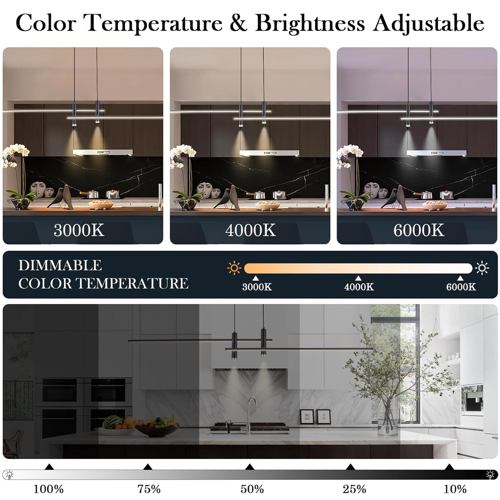 Moderne LED Pendelleuchte für Esstisch & Esszimmer - Dimmbar, Höhenverstellbar mit Fernbedienung - Hängeleuchte Küche, Büro, Wohnzimmer - Kronleuchter mit Linearem Design (Schwarz, 150cm)
