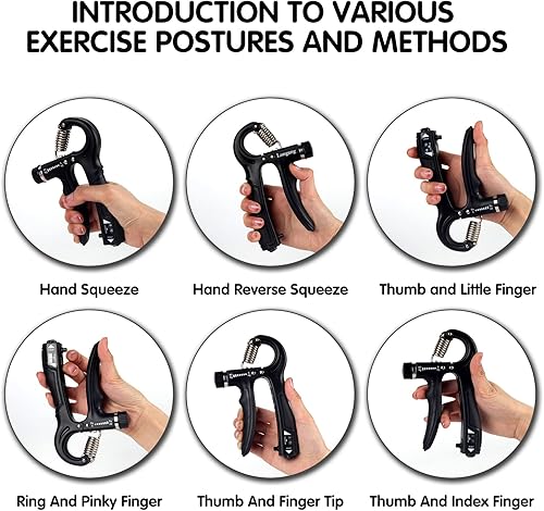 Miniatura 7 de Fortalecedor de agarre de mano con resistencia ajustable, fortalecedor de muñeca, agarre de antebrazo, exprimidor de entrenamiento de mano,