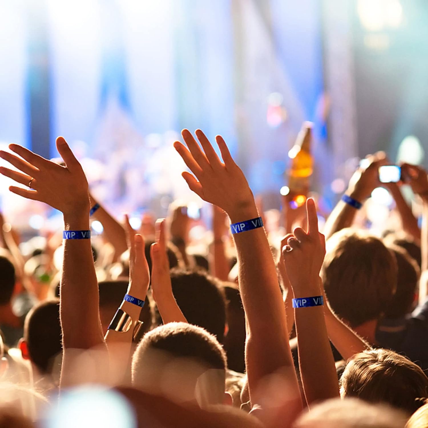 Ouchan Holographic VIP Plastic Wristbands Blue - 100 Pack Vinyl Wristbands for Events Parties - Image 6