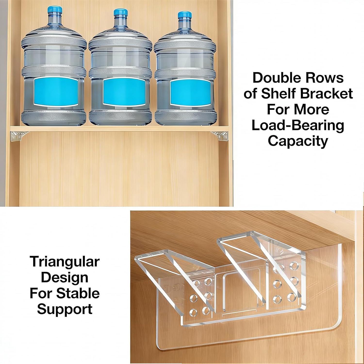 12 Pieces Large Size Adhesive Shelf Bracket,Self Adhesive Punch Free Shelf Support Peg Bracket, Strong Load Bearing for Shelves Kitchen Cabinet Book Closet