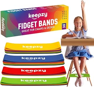 12 Pack Chair Bands, Anti Slip Chair Bands for Kids with Fidgety Feet, ADHD Chair Bands for Classroom, Desk Bands for Student Desks, Sensory Chair Rubber Bands