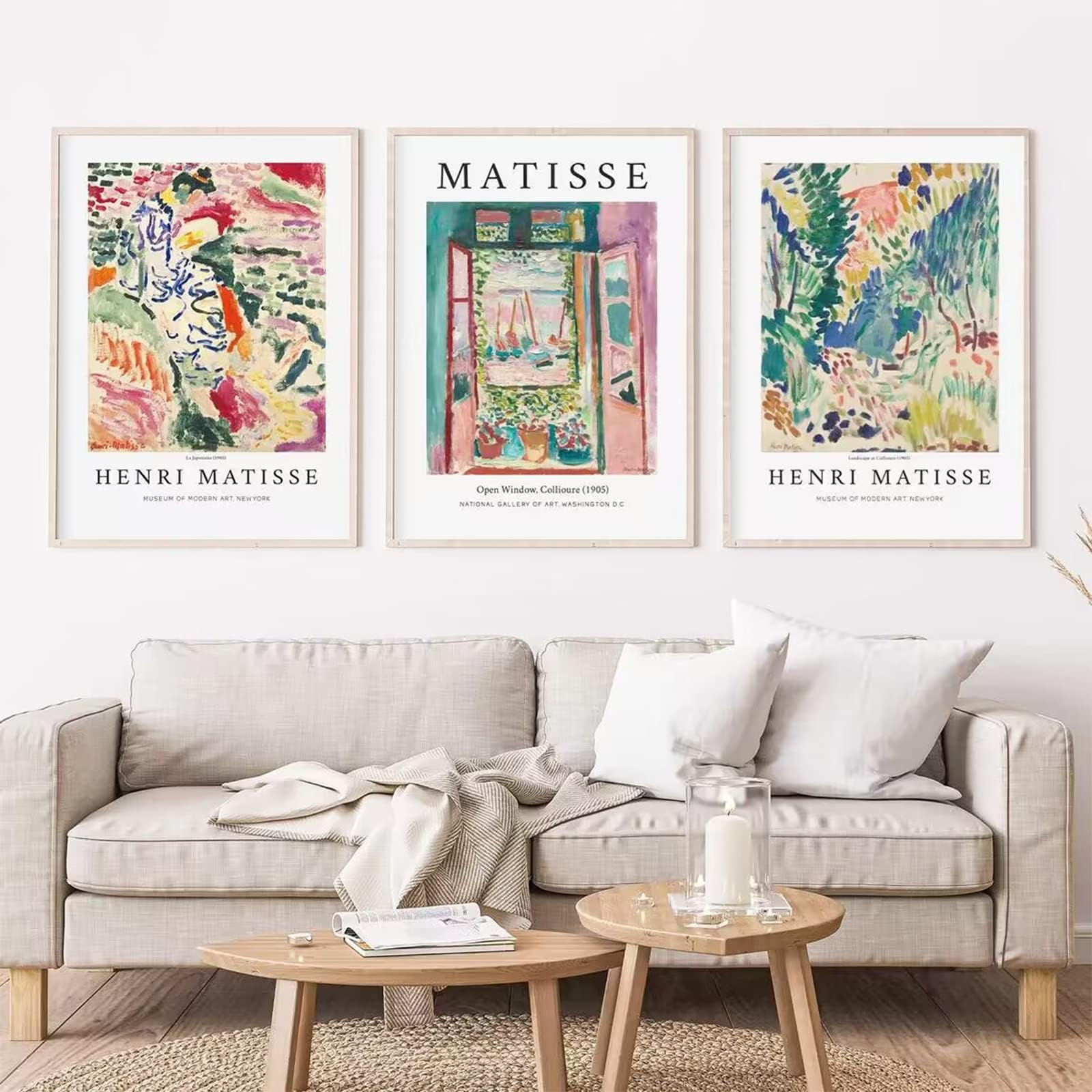 PennclysHenri Matisse Wall Art Canvas Henri Matisse Poster Matisse Landscape Poster Matisse Windows Prints Henri Matisse Prints Art Exhibition Posters for Wall Decor 12x16 Inch (set of 3) Unframed
