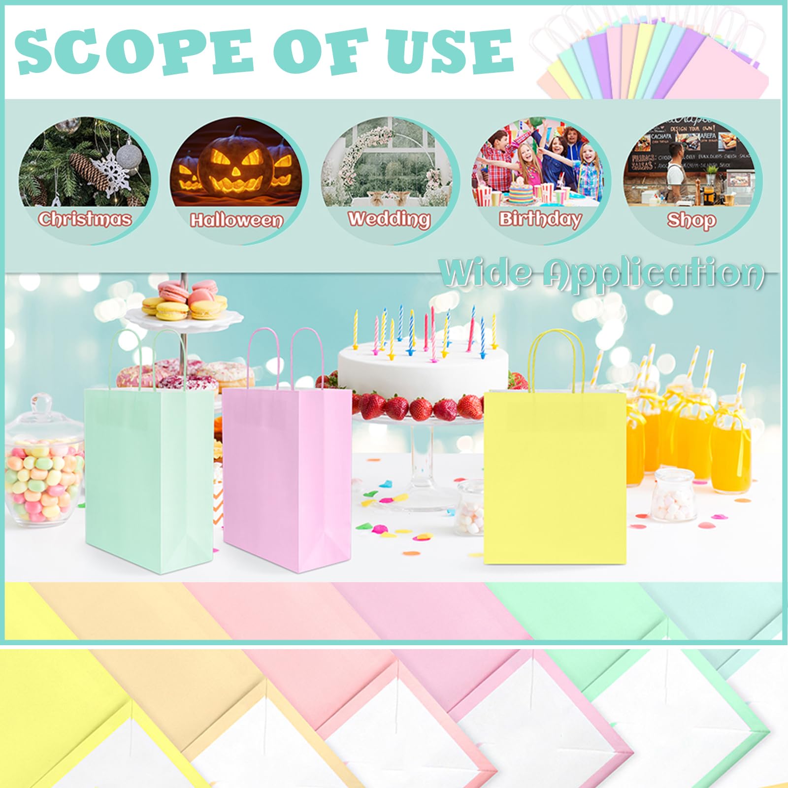 Lot De 50 Pochette Cadeau Kraft, Sacs Cadeaux Colorés Sachet Bonbons