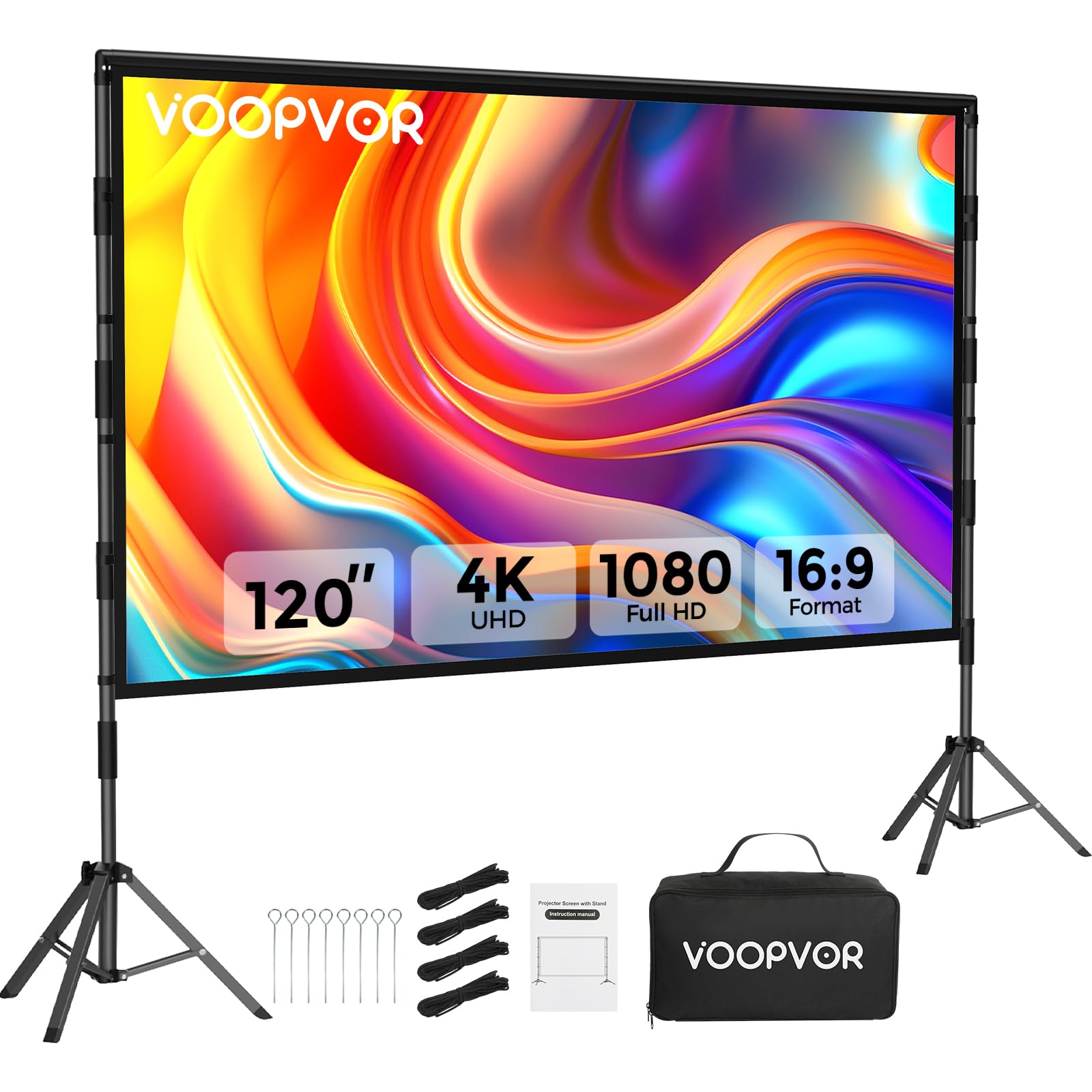 【raino torami】120㌅4K Ultra HD スクリーン Aurzen 120 inch Portable Projection Screen, 16:9 4K HD Wrinkle