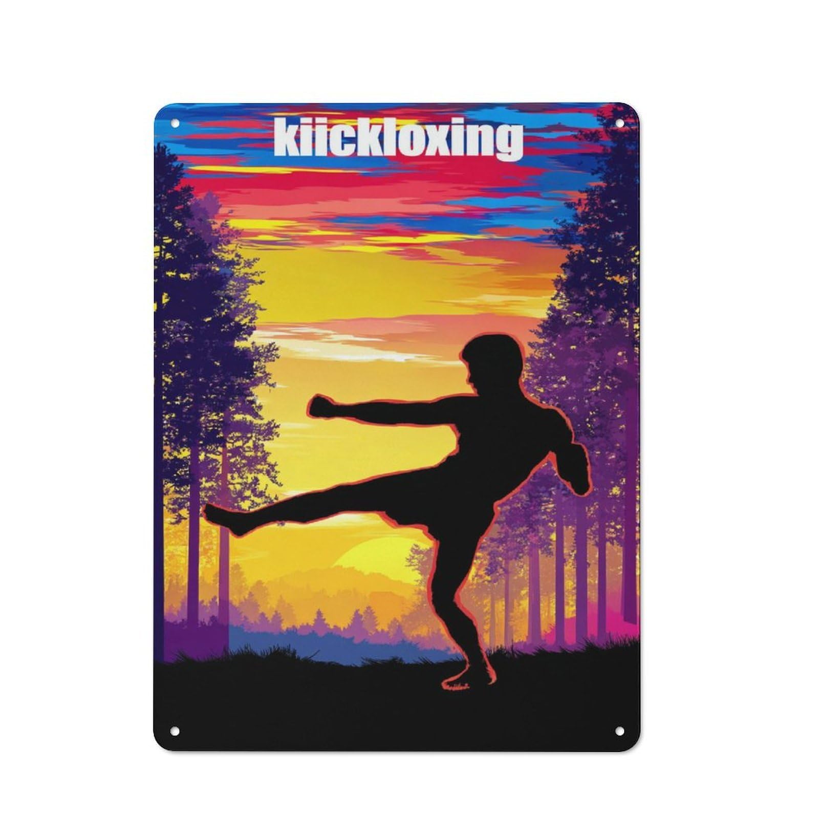 Everyday Kickboxing Sunset Silhouette Metal Gift Sign 40x30cm, Room Wall Plaque for Home, Shop, Pub Or Studio Wall