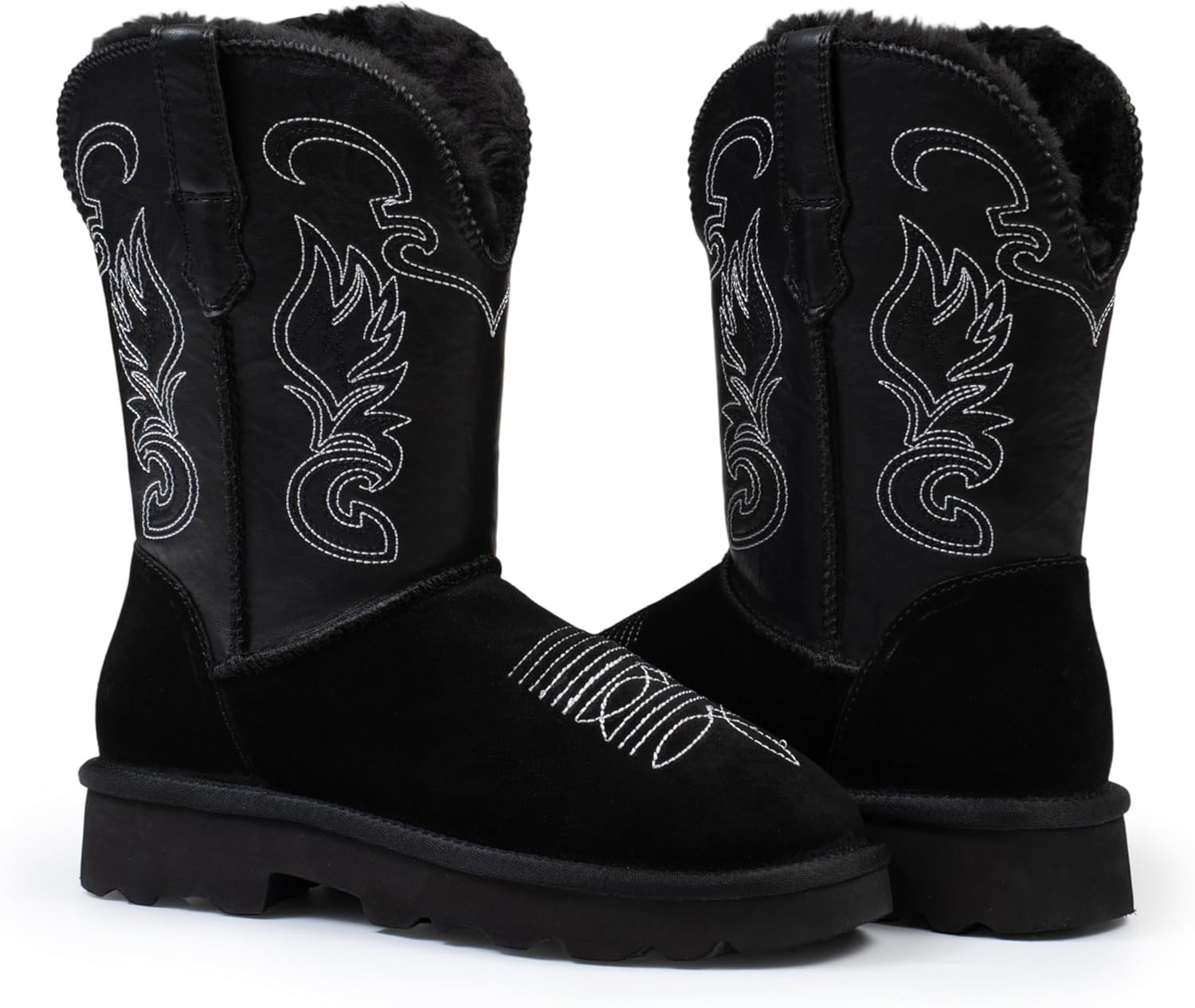 Genuine Leather Suede Platform Womens Winter Snow Boots Fur Lining Pull on Fuzzy Warm Boots with Memory Foam Lightweight Winter Shoes - Image 3