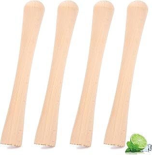Wooden Muddlers for Cocktails 8" Ice Fruit Crusher Bar Tool Hardwood Mojito Muddler for Party and Home Tool, 4 Pack