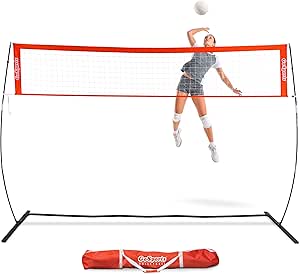 GoSports Freestanding Volleyball Training Net - 12 ft or 20 ft - Indoor our Outdoor Use, Instant Setup, and Height Adjus