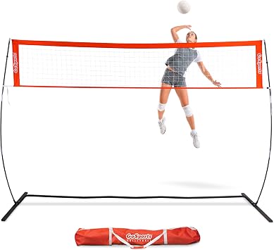 GoSports Freestanding Volleyball Training Net - 12 ft or 20 ft - Indoor our Outdoor Use, Instant Setup, and Height Adjustable
