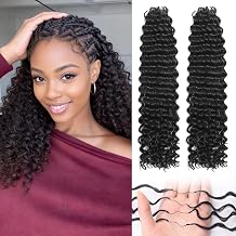 Feather Crochet Hair for Black Women, 100 Strands 140g Deep Curly Crochet Hair for Miracle Knots Hair Pre Separated Invisible Deep Wave Natural Black 1B#, 18 Inch50Strands
