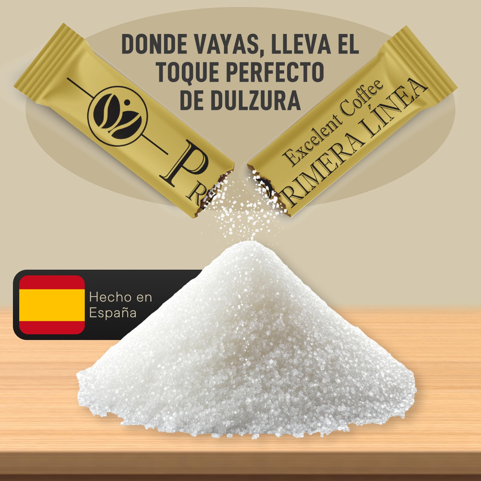 AZÚCAR PRIMERA LINEA Individual | Caja de 1000 Bolsitas de 7g | Sobres de Azúcar Blanco Monodosis | Perfectos para 1 taza de café en el hogar, la cafetería o la oficina.