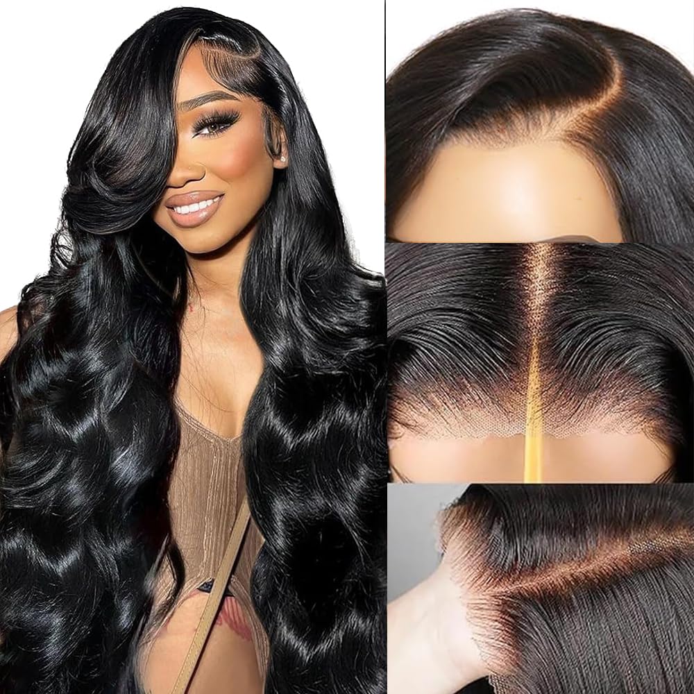 9x6 Glueless Wigs Human Hair Pre Plucked Pre Cut 22 Inch Loose Body Wave Glueless Wig 220% Density HD Lace Closure Wigs Wear and Go Human Hair Wigs for Black Women