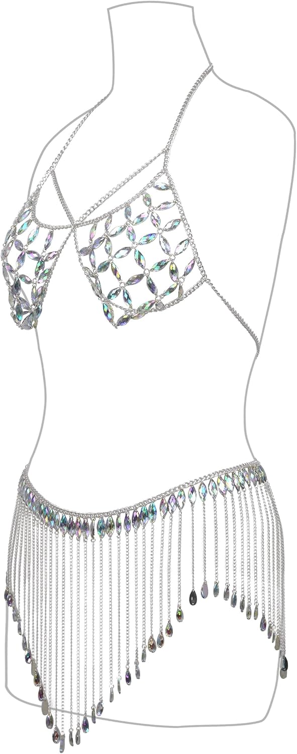 Connie Cloris Womens Sexy Body Chains Suit Two Piece Bikini Beach Body Jewelry - Image 2