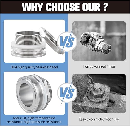 Miniatura 6 de 2" tri accesorios de compresión del mamparo de la abrazadera, tabique sin soldadura de la caldera casera del acero inoxidable 304