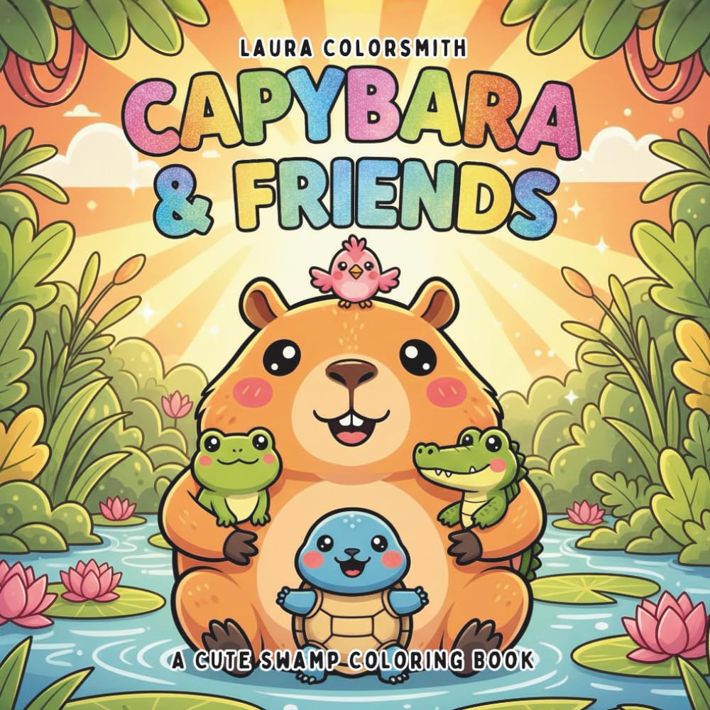 Capybara & Friends - A Cute Swamp Coloring Book: Simple and Adorable Capybara Coloring Pages with Cute Swamp Friends (Coloring book with animals)