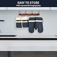Vista 7 de Juego de guantes de horno y soportes para ollas, 4 piezas de guantes de horno de cocina resistentes al calor de 400 °F para cocina, guantes de horno