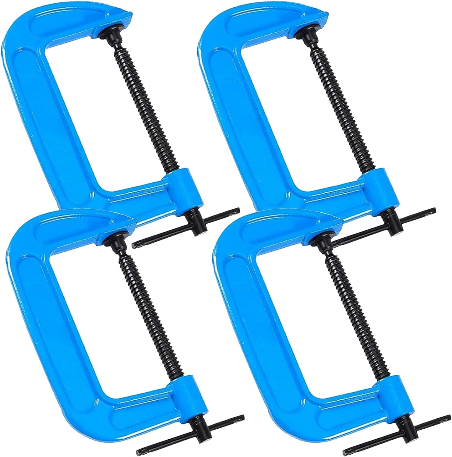 ZOENHOU 4 PCS 6 Inch C Clamps, Heavy Duty Malleable Iron G Clamps with 6 Inch Jaw Opening, C Clamp Brakes Sliding T-Bar Handle 2.5 Inches Throat Depth 2.2lb Each