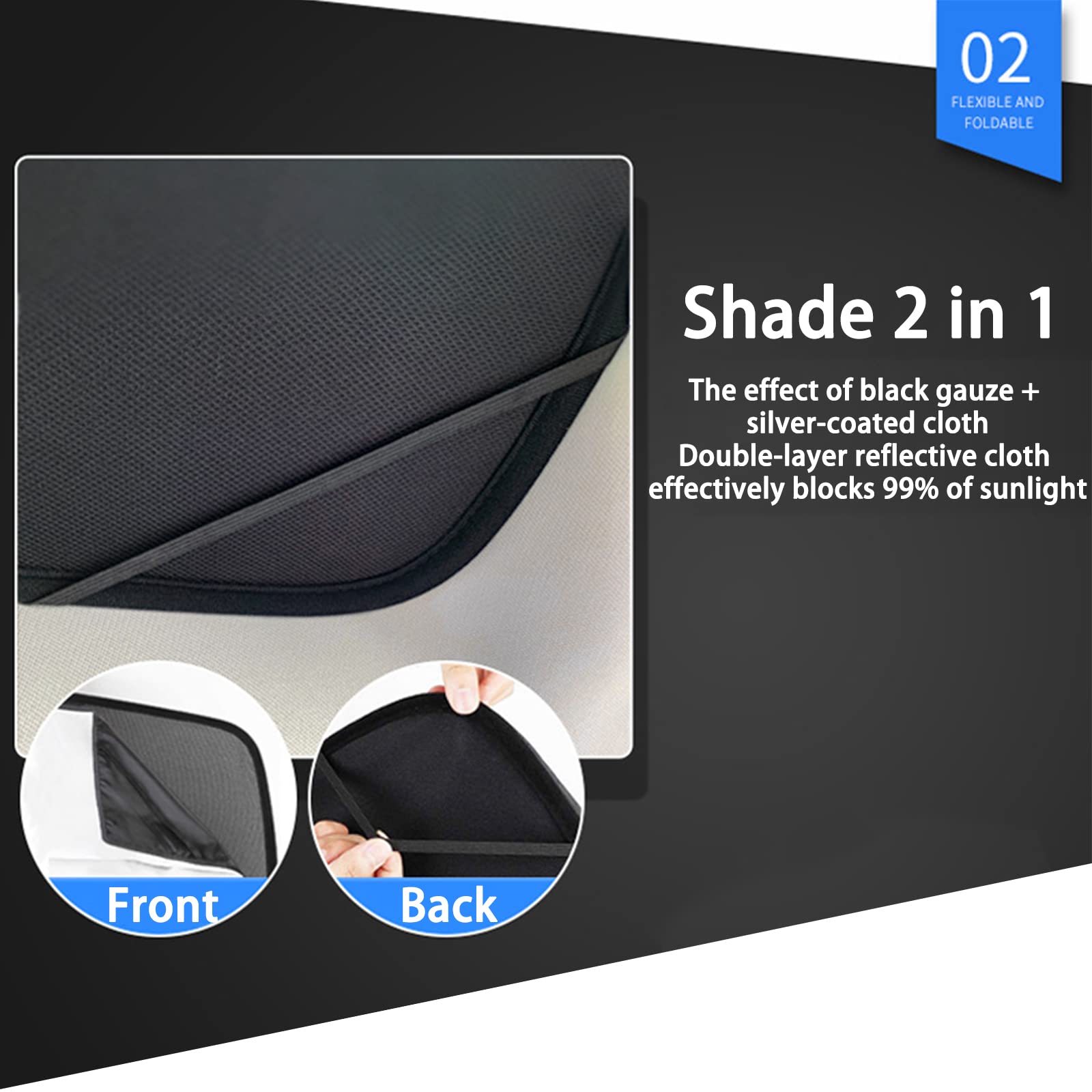 Produktbild von Auto Sonnenblende Für Mustang Für Mach-E 2021 2022 2023 Auto Sonnenschutz Fenster Schiebedach Sonnenschutz Net Faltbare Sonnenschutz Sonnenschutz Vorhang (Farbe : Grey
