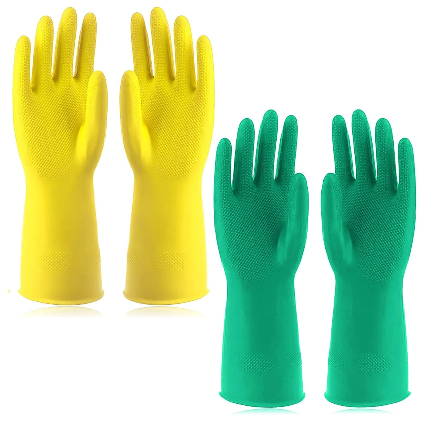 KIPTVO 2 Pack Reusable Cleaning Gloves Latex Free Dishwashing, Rubber