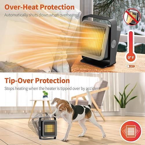 Miniatura 5 de JOJOZOO Space Heater, Portable Electric Heater Adjustable Angle for Indoor Use, Upgraded Small Desk Heater with Tip-Over and Overheat Protection for