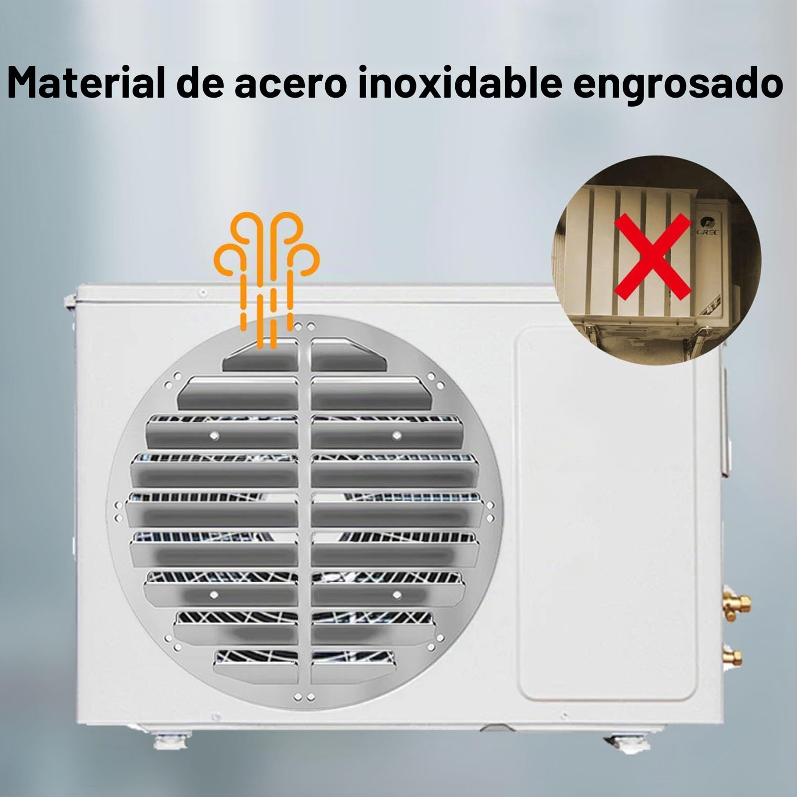 Deflector de Flujo de La Unidad Exterior del Aire Acondicionado Deflector de Aire Externo de La Máquina Deflector de Obturador de Acero Inoxidable Cubierta de Guía de Viento del Deflector(48cm/19in)