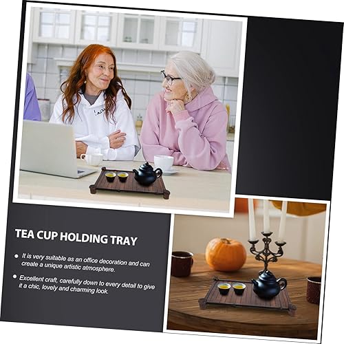 Miniatura 4 de Ciieeo 1 bandeja de bambú para servir, bandeja de té y desayuno, perfecta para exhibir tetera, se puede utilizar como regalo