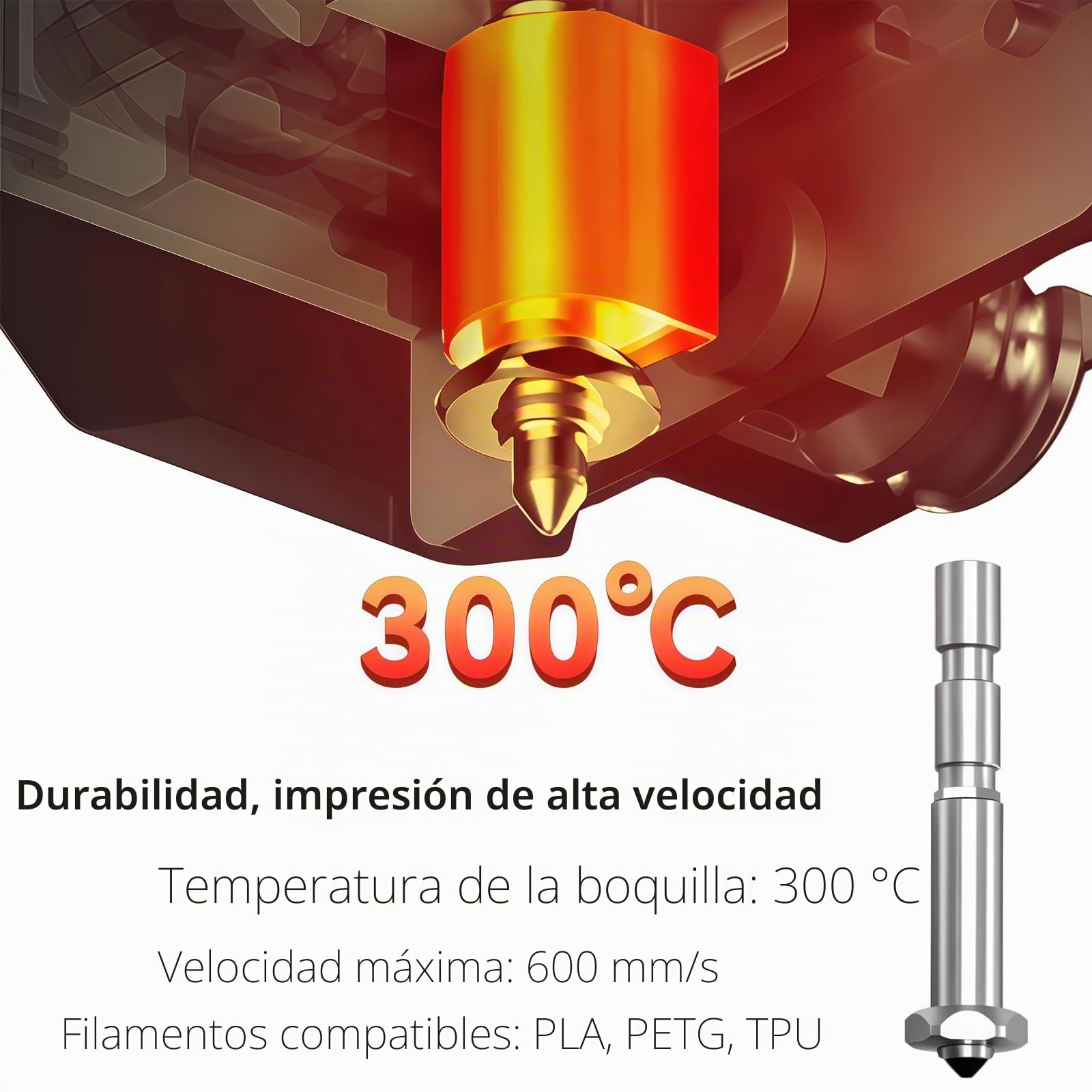 Kobra 3 Max Boquilla 0,4/0,6/0,8 mm, boquilla de cambio rápido integrada de acero endurecido, alto flujo, alta velocidad, boquilla de pulverización caliente para Anycubic Kobra 3 Max, 4