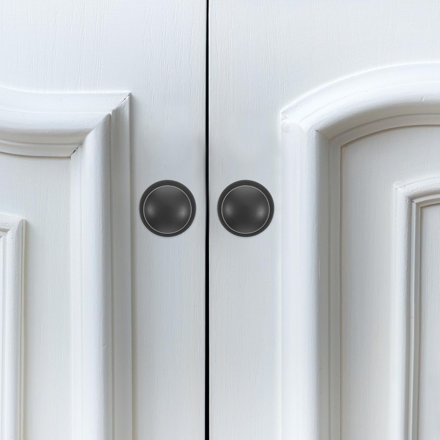 6pcs Self-Adhesive Single Hole Cabinet Handles, Round Aluminum Alloy Drawer Pulls, Matte Sand Black, No-Drill Furniture Knobs for Wardrobe, Dresser, Glass Door, and Cupboard