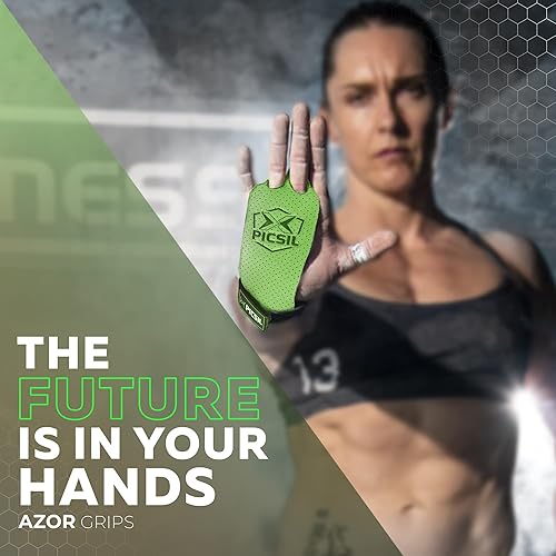 Miniatura 8 de PICSIL Azor Grips, agarres de entrenamiento con mayor retención de magnesio, agarres de mano unisex ligeros y resistentes para levantamiento de