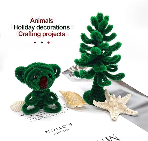 Miniatura 2 de 100 piezas de limpiapipas de felpilla de color verde esponjoso, tallos de felpilla, suministros de manualidades para proyectos de manualidades, para