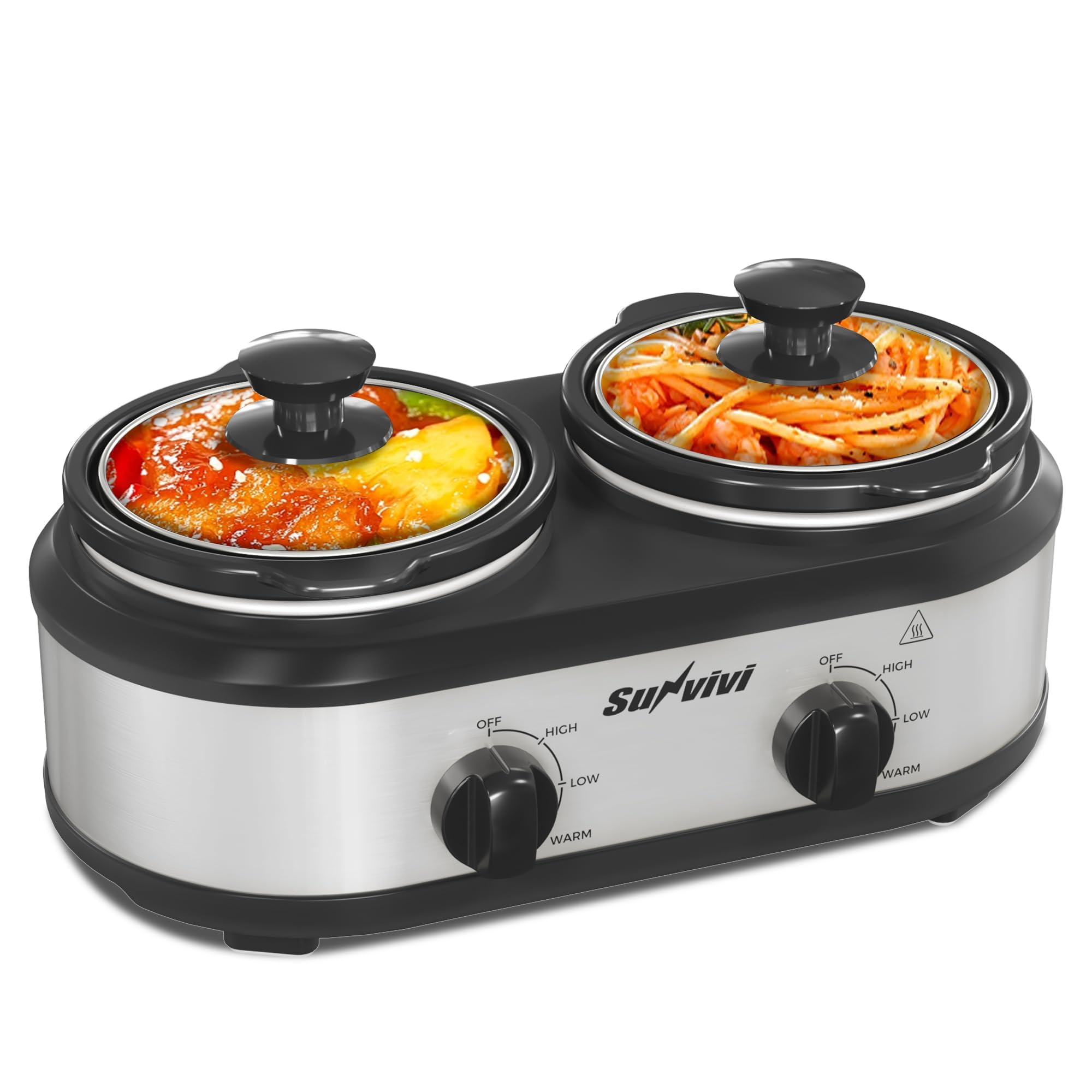 Sunvivi Dual Slow Cooker Buffet Server in Silver