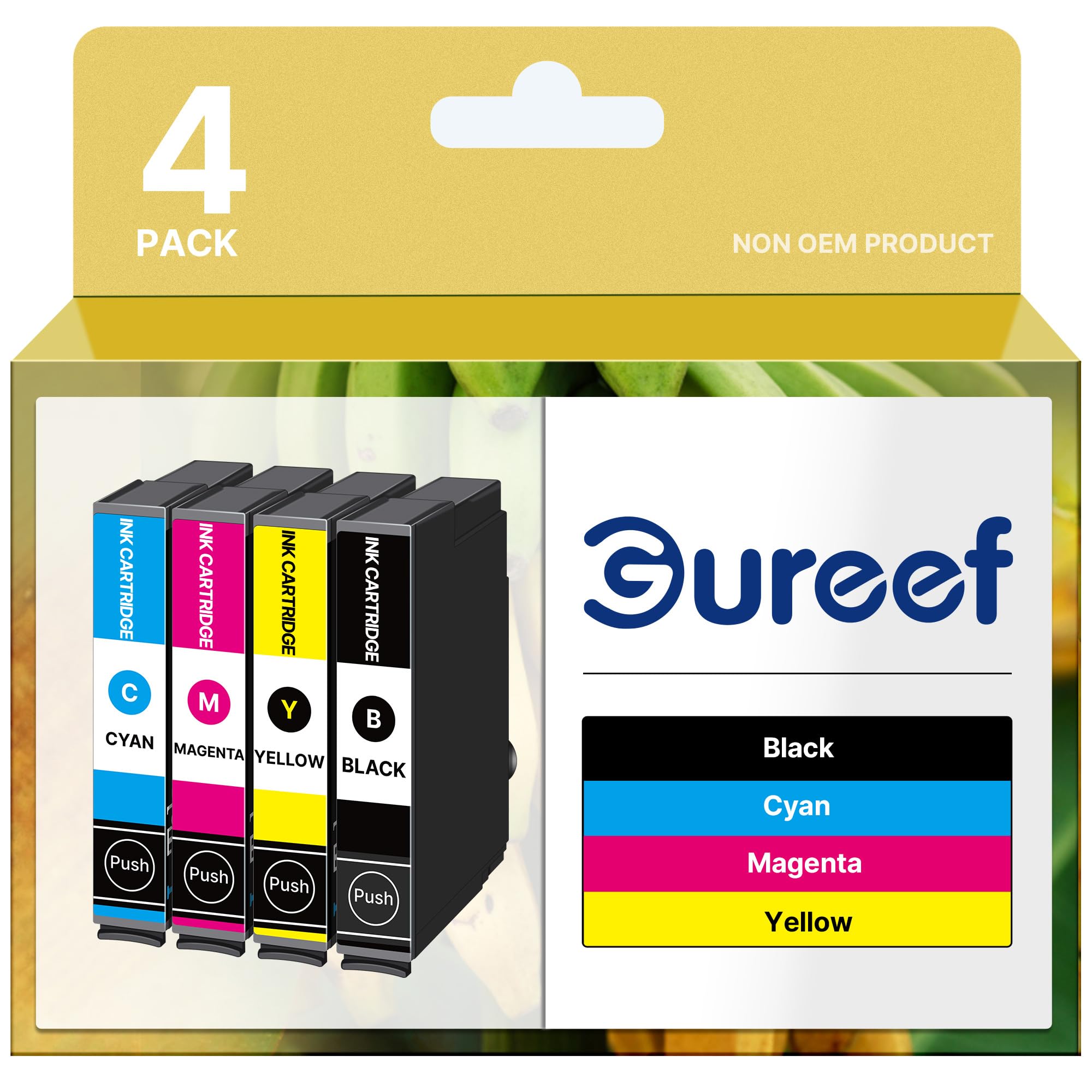 Gureef Compatible with 604XL Ink Cartridge Multipack for Epson XP2200 ink cartridges Expression Home XP-2205 XP-3200 XP-3205 XP-4200 XP-4205 Workforce WF-2930 WF-2935 (4 Pack)