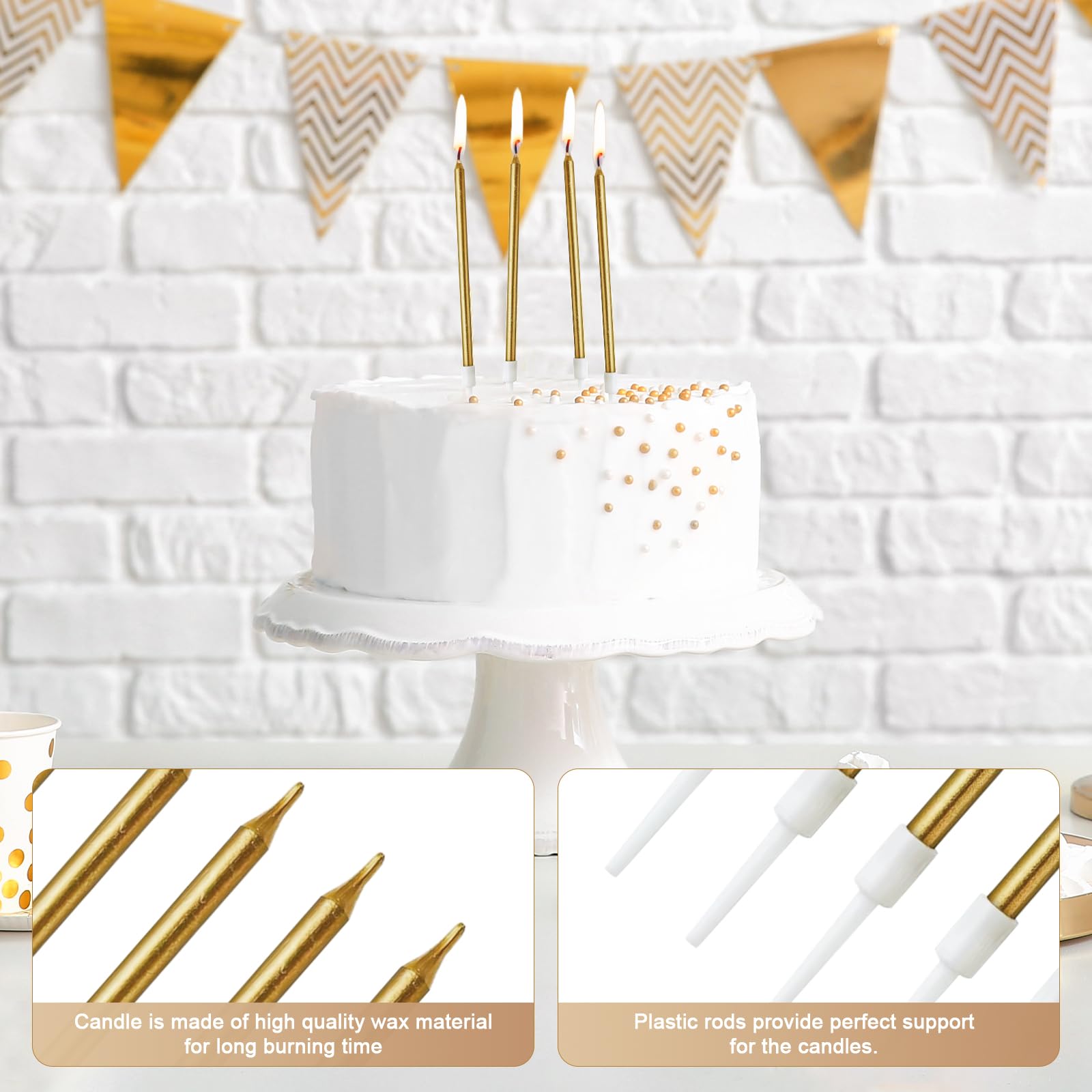 60 Bougies Spirale Dorées Pour Gâteau D'anniversaire - SJACXANM - Longues Et Minces Avec Supports Inclus - 11