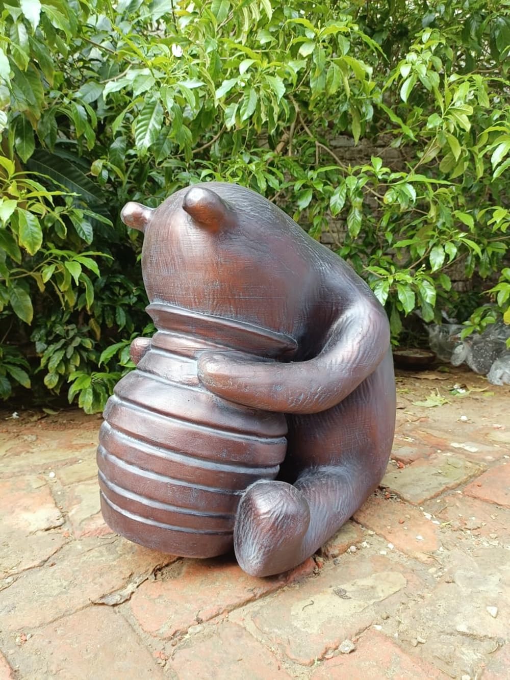 Inspirational Gifting 15cm tall Winnie-the-Pooh Ornament Sculpture for your home or garden in antique bronze hand finish