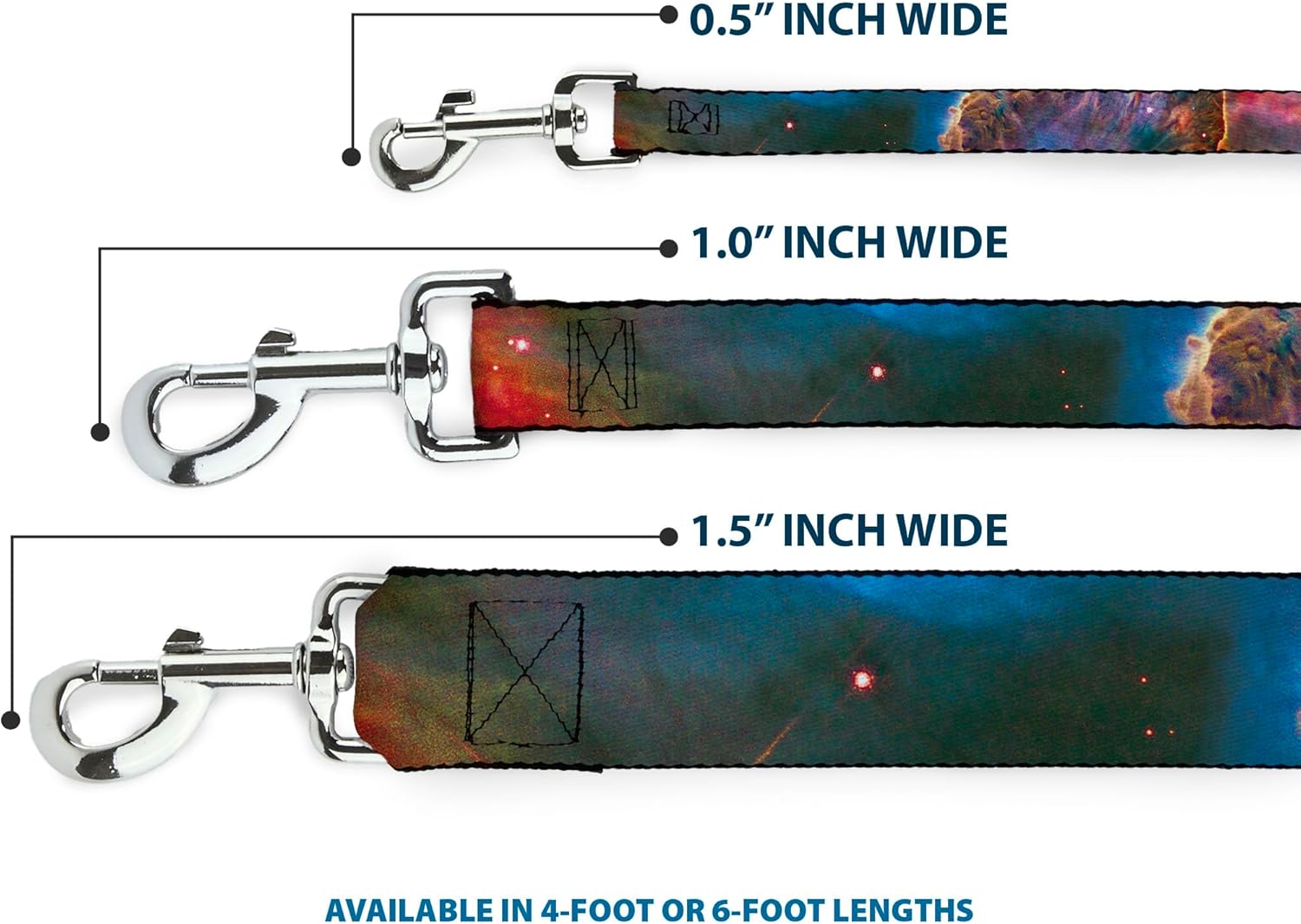 Buckle-Down Pet Leash - Supernova Space Collage - 4 Feet Long - 1.5" Wide