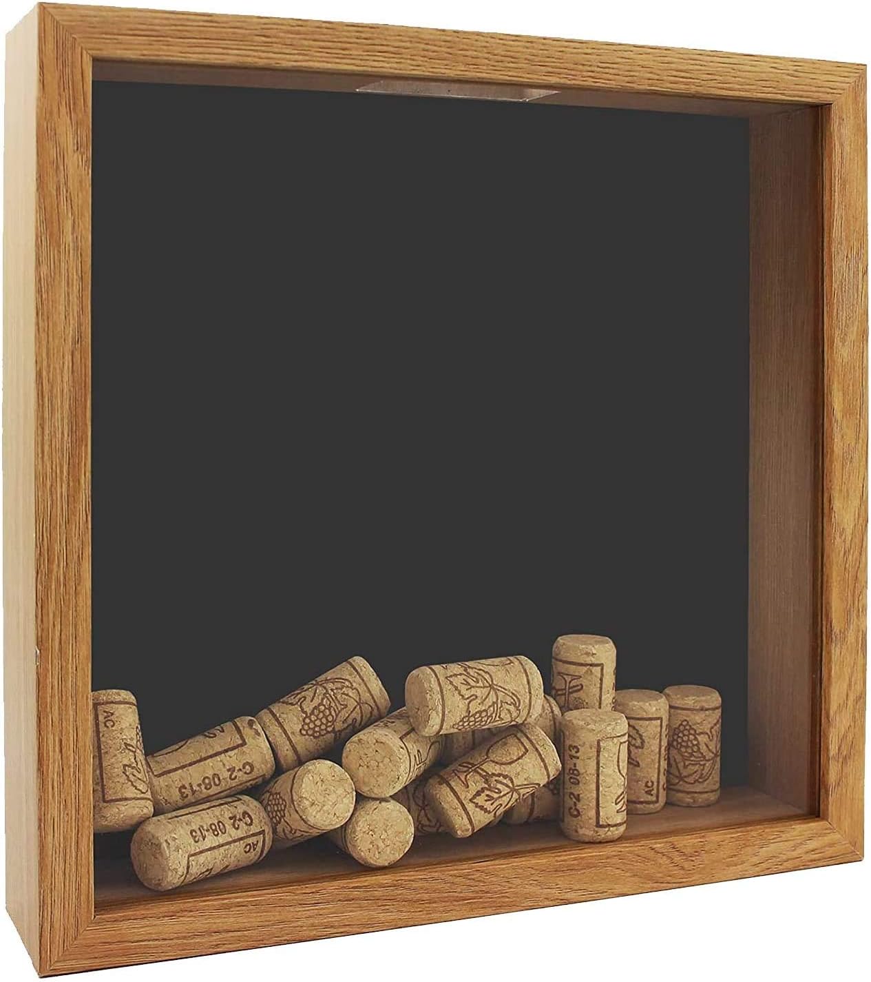 Space Art Deco, 10x10 Shadow Box Display Case - Top Loading Wood Frame - Drink Cap, Ticket Stubs, Airline Tickets, Stamps and More Holder/Collector - Wall Mounting - Swivel Tabs (10x10, Brown)