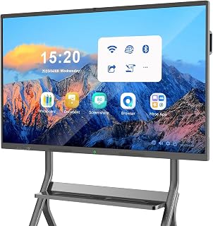 MWE Smartboard, 140 cm, elektronisches, interaktives Whiteboard mit 4K-UHD-Touchscreen-Display, integrierte Ultra-High-Definition-Kamera, offene App-Ökosystem für Büro, Klassenzimmer, Zuhause (ohne