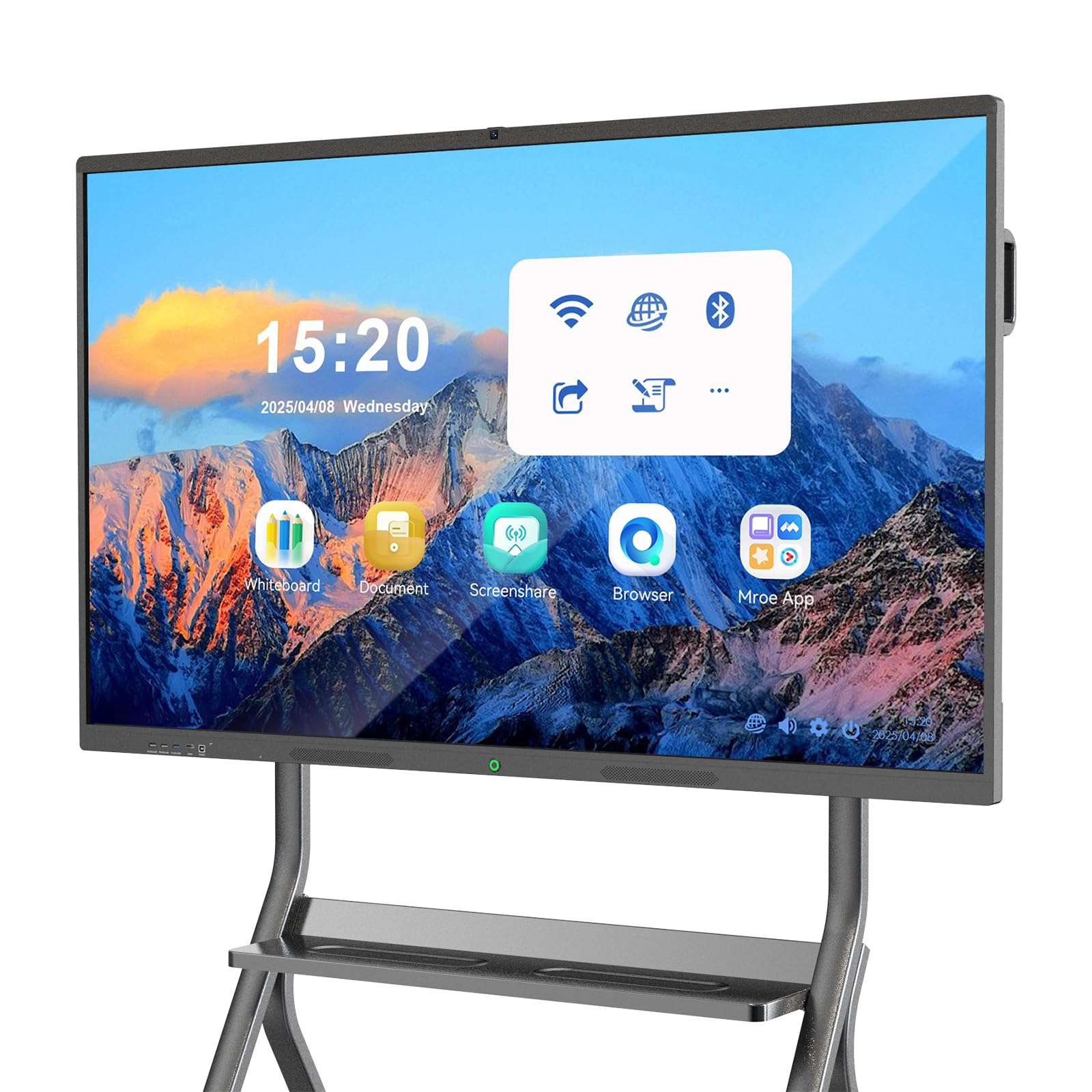 MWE Smartboard, 140 cm, elektronisches, interaktives Whiteboard mit 4K-UHD-Touchscreen-Display, integrierte Ultra-High-Definition-Kamera, offene App-Ökosystem für Büro, Klassenzimmer, Zuhause (ohne