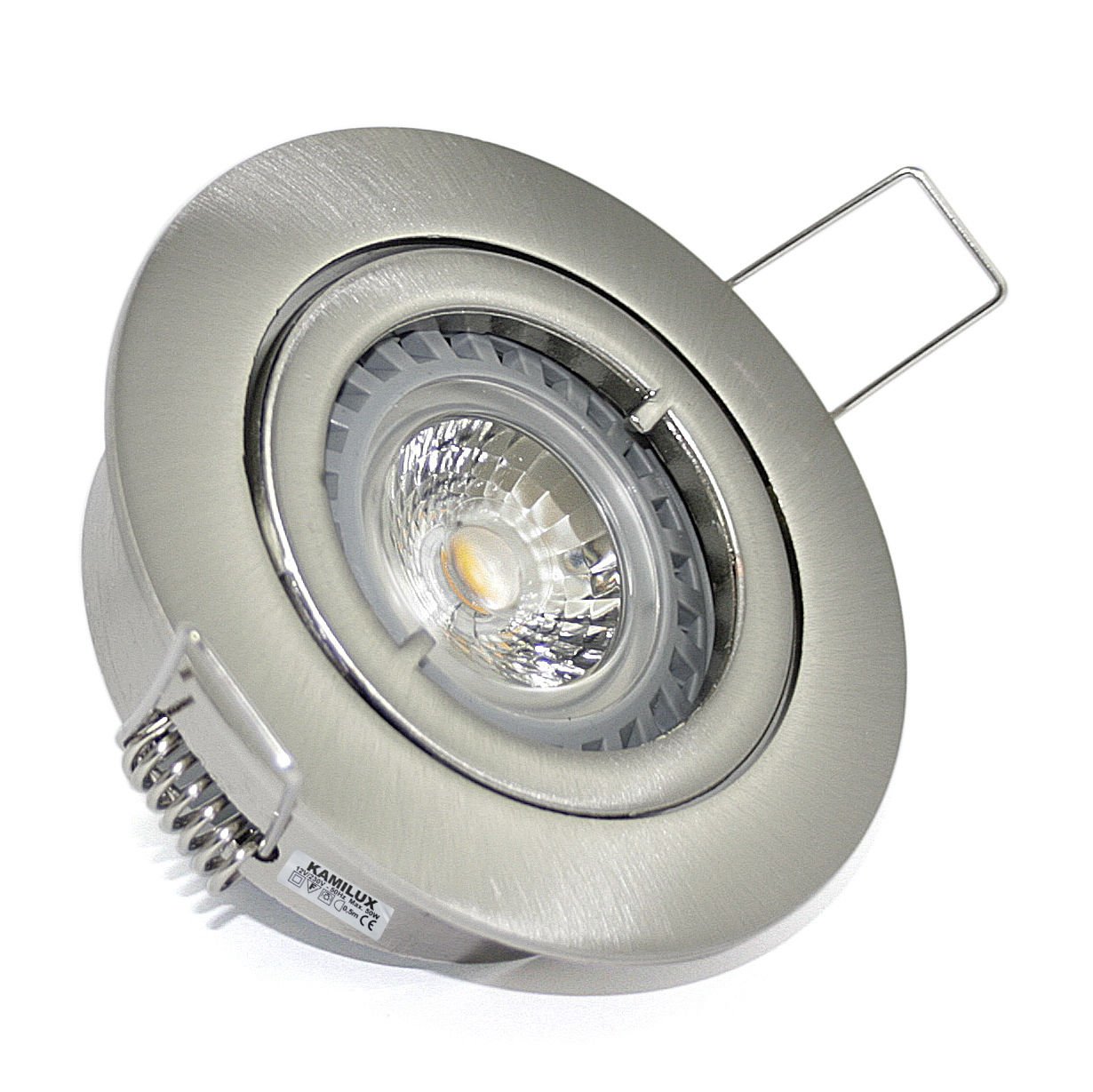 Kamilux 10er Set Einbaustrahler/Spot Bajo in Edelstahl-gebürstet, Halogen oder LED geeignet, inkl. GU10 Fassung 230V, auch für MR16 Fassung 12Volt geeignet, ohne Leuchtmittel