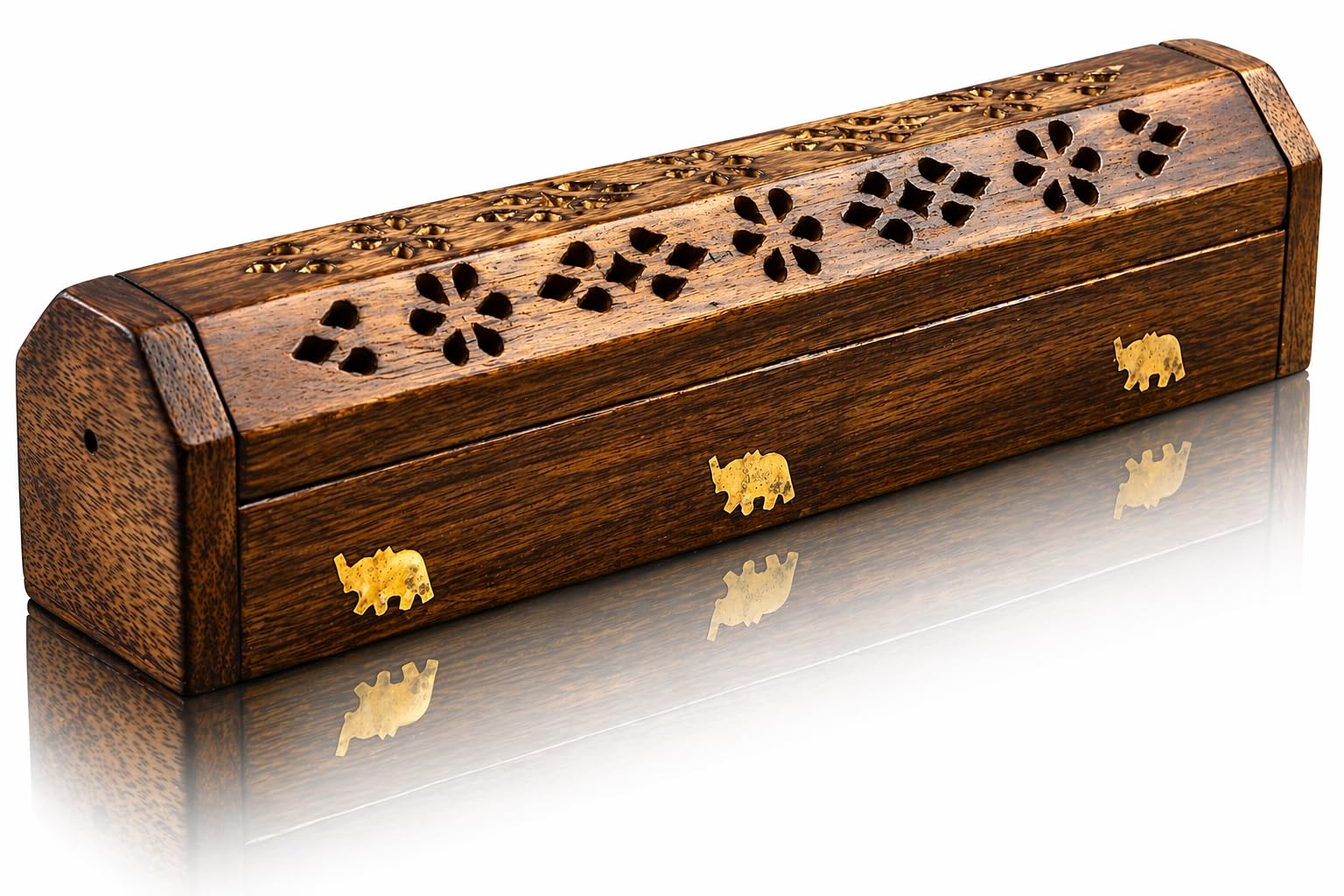 Holz-Räucherstäbchen & Kegelbrenner-Halter, Sarg mit Ablagefach, organisch, umweltfreundlich, Aschefänger, Agarbatti-Halter, rustikaler Stil, für Meditation, Aromatherapie, Zuhause, Duftprodukte