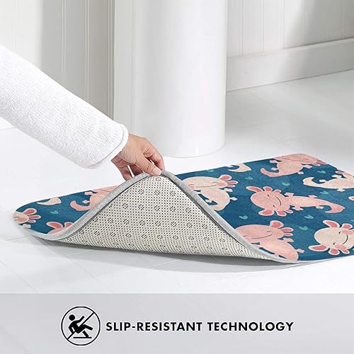 Miniatura 6 de COLLA Alfombra de baño de ajolote azul, antideslizante, absorbente, bonita, suave y acogedora para baño, felpudo para puerta, cocina, lavable a