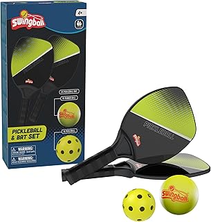 Swingball Pickleball and Bat Set, 2 Lightweight Paddles, Real Pickleball & Rubber Ball, Fun Beginner & Pro Game, Play Anywhere, For Ages 4+