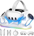 Charging Dock for Meta Quest 3/3S, 18W Fast Charger with 2 Rechargeable Batteries, 8 LED Lighting Modes, USB-C Charging Accessory, Charging Stand for VR Headset and Controller