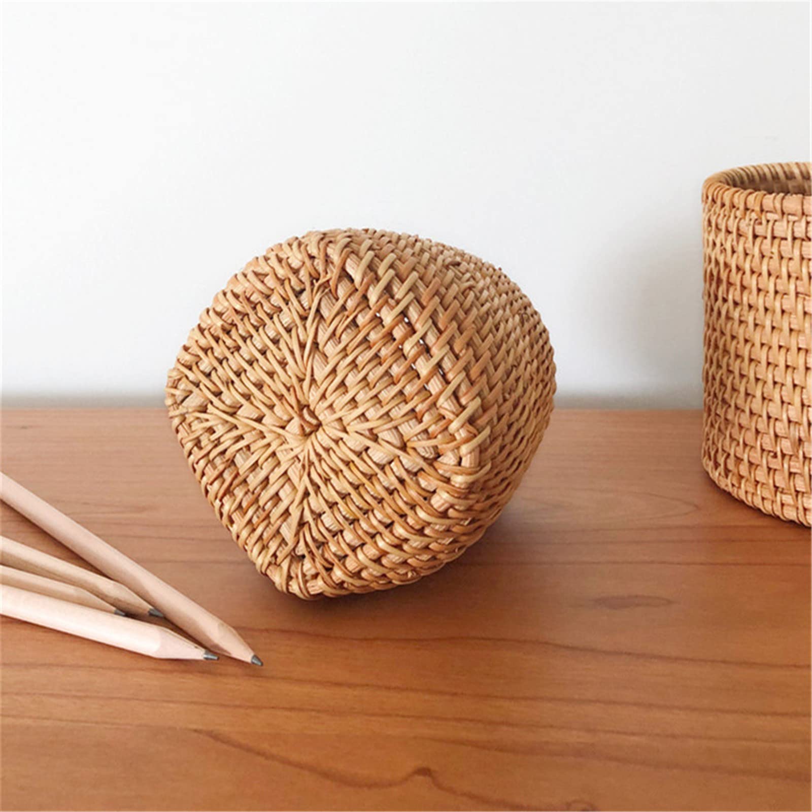 Pot À Crayons En Rotin Tissé Porte-Stylo Porte-Pinceaux De Maquillage