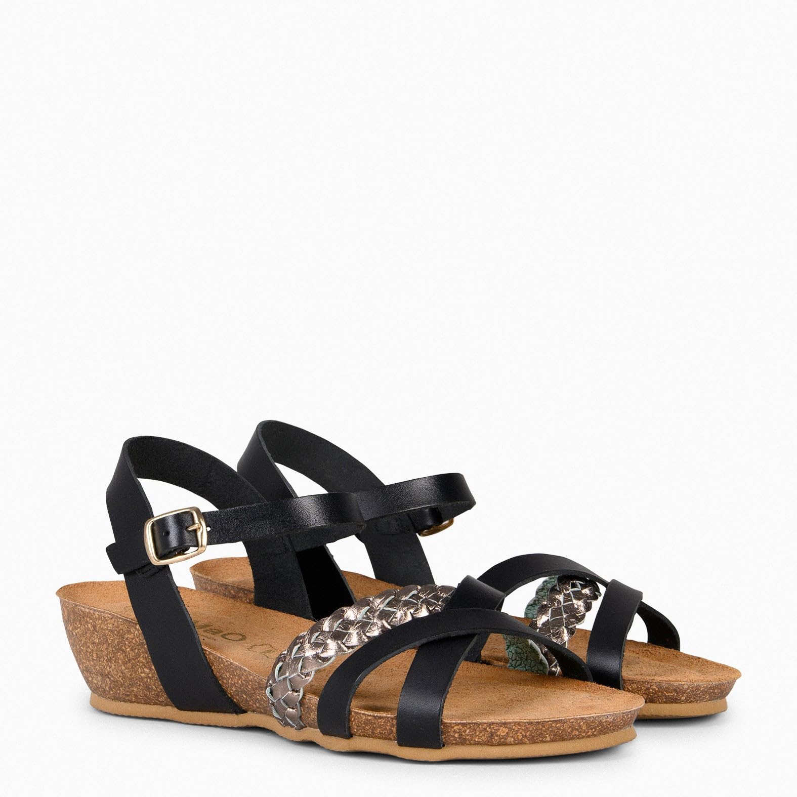miMaO. Sandalias de plataforma corcho y piel. Plantilla ergonómica